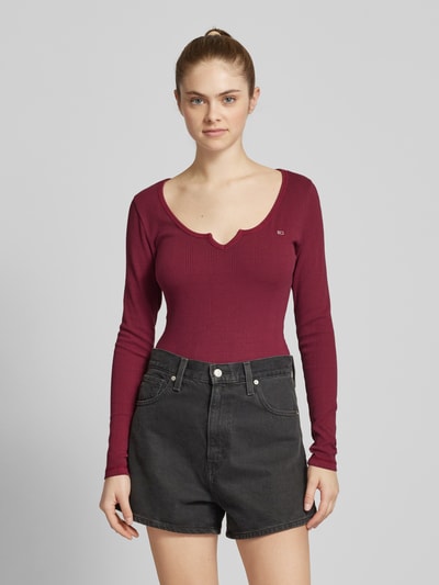 Tommy Jeans Longsleeve mit U-Boot-Ausschnitt Bordeaux 4