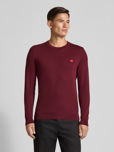 HUGO Regular Fit Strickpullover aus reiner Baumwolle Modell 'SAN CASSIUS' Bordeaux 4