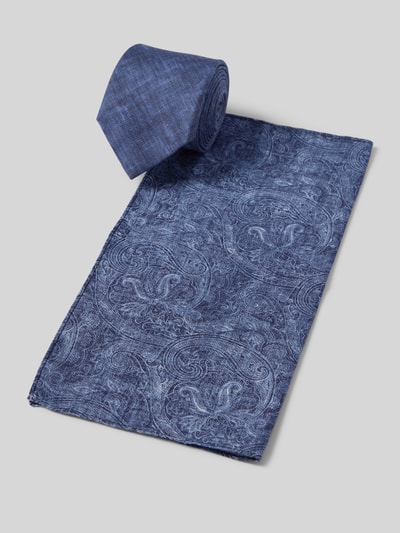 Cinque Krawatte mit Einstecktuch Modell 'TAOIMINA' Bleu 1