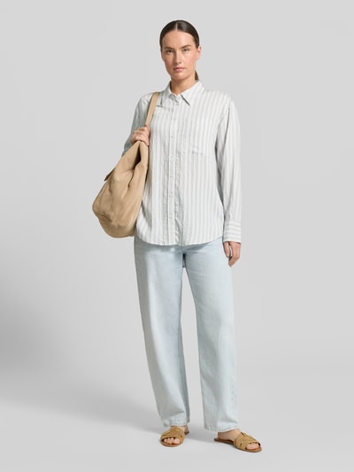 COMMA Relaxed Fit Bluse aus Viskose-Mix Bleu 1