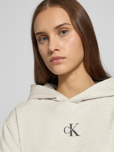 Calvin Klein Jeans Relaxed Fit Hoodie-Kleid mit Logo-Stitching Modell 'Terry' Hellgrau 3