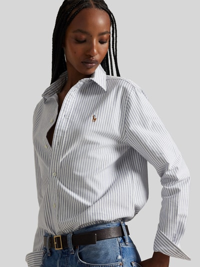 Polo Ralph Lauren Relaxed Fit Hemdbluse aus reiner Baumwolle mit Logo-Stitching Hellblau 3