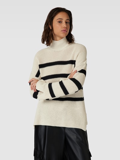 Only Sweter z dzianiny ze wzorem w paski model ‘BELLA’ Złamany biały 4