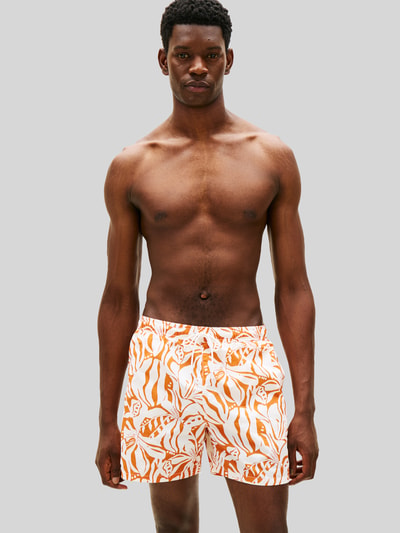 Tommy Hilfiger Regular Fit Badeshorts mit Allover-Muster Orange 4