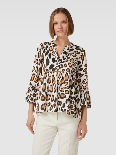 Emily Van den Bergh Blusenshirt mit Animal-Print Cognac 4