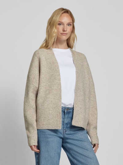 mbyM Gebreide cardigan met opengewerkte voorkant, model 'Axane' Taupe - 4