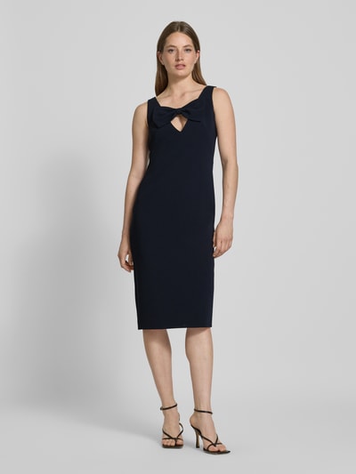Max Mara Studio Sukienka koktajlowa o kroju podkreślającym sylwetkę z kokardą model ‘ALFIERE’ Granatowy 4