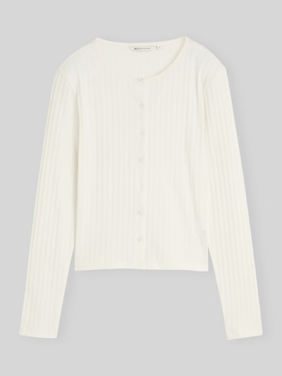 Tom Tailor Denim Slim Fit Strickjacke aus Baumwoll-Mix Offwhite 2