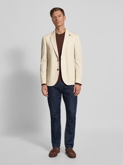 bugatti Regular Fit 2-Knopf-Sakko mit Reverskragen Sand 1