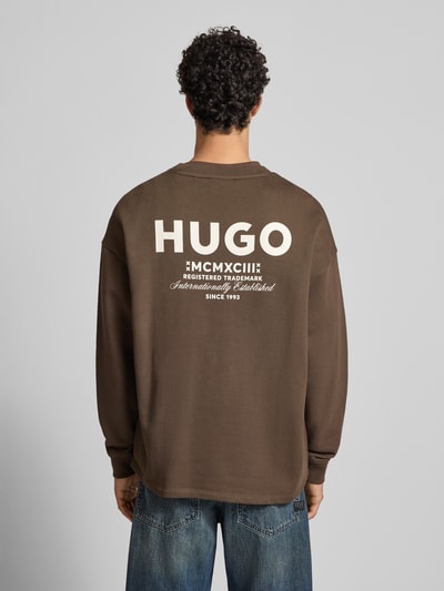 Hugo Blue Loose Fit Sweatshirt aus reiner Baumwolle Modell 'NAVIU' Dunkelbraun 5