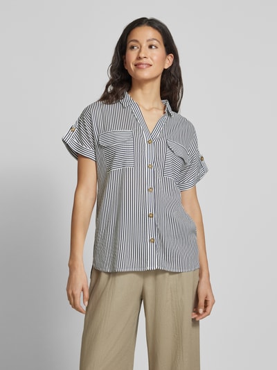 VERO MODA Regular Fit Hemdbluse aus reiner Viskose Modell 'BUMPY' Dunkelblau 4