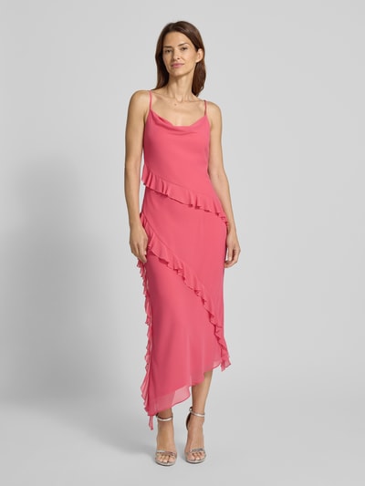 Jake*s Cocktail Cocktailjurk met volants en spaghettibandjes Fuchsia gemêleerd - 4