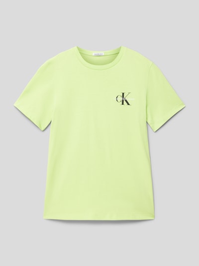 Calvin Klein Jeans T-shirt met labelprint, model 'CHEST MONOGRAM' Lichtgroen - 1