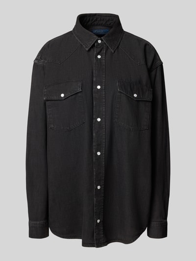 Polo Ralph Lauren Regular fit overhemdblouse in jeanslook met drukknoopsluiting Zwart - 2