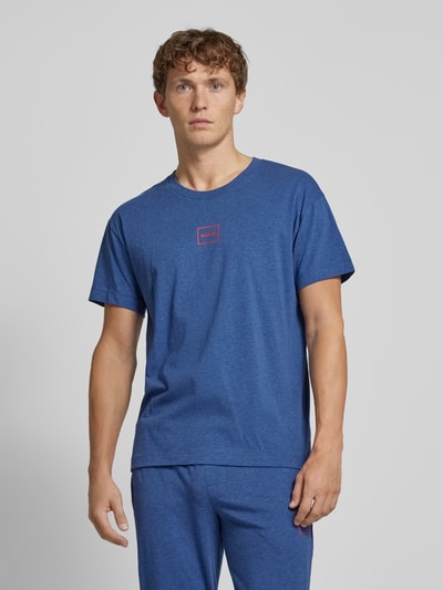 HUGO T-shirt met labelprint, model 'Laze' Marineblauw - 4