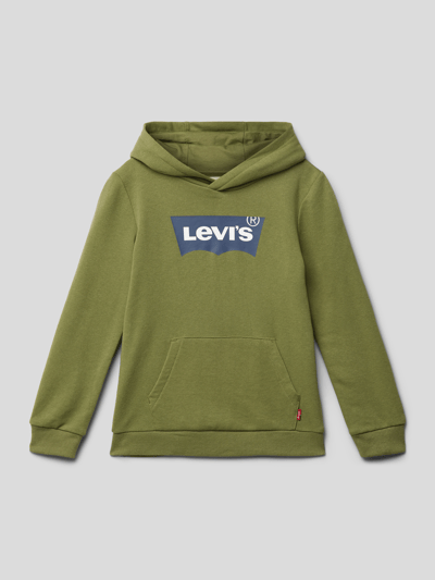 Levi’s® Kids Hoodie mit Label-Print Modell 'BATWING' Oliv 1