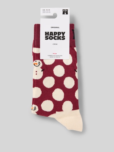 Happy Socks Regular fit sokken met logostitching, model 'Snowman' Bordeaux - 3