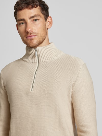 SELECTED HOMME Strickpullover mit gerippten Abschlüssen Modell 'AXEL' Offwhite 3