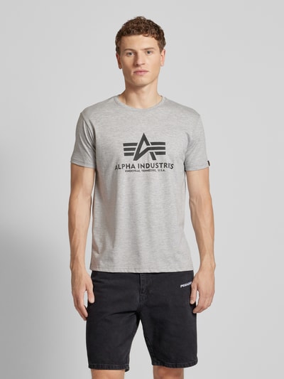 Alpha Industries T-shirt z nadrukiem z logo w zestawie 2 szt. Jasnoszary melanż 4