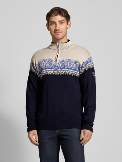 Dale of Norway Wollen pullover met labelstitching, model 'Moritz Mens' Marineblauw - 4