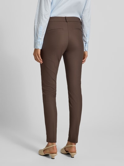 MOS MOSH Spodnie do garnituru o kroju skinny fit z lamowanymi kieszeniami z tyłu model ‘Abbey’ Czekoladowy 5