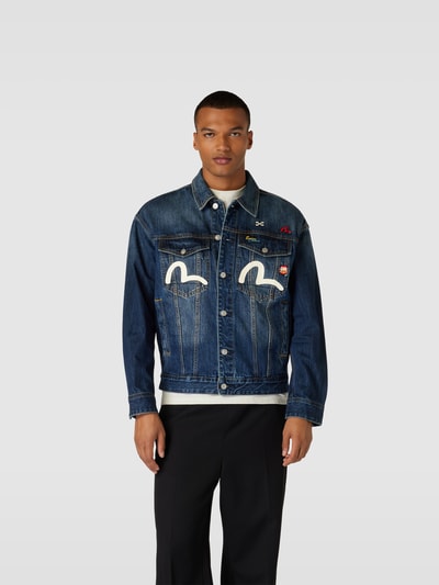 Evisu Jeansjacke aus reiner Baumwolle Dunkelblau 4