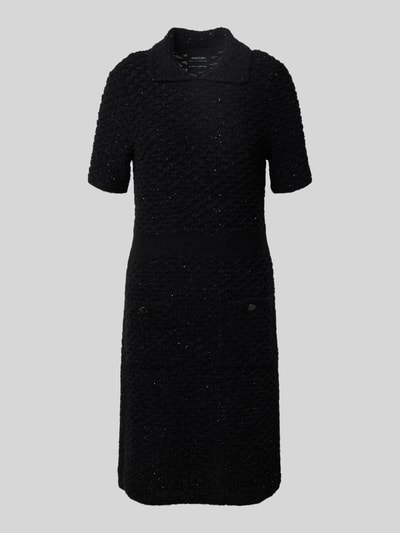 Marc Cain Knielange jurk met alpaca en pailletten Zwart - 2