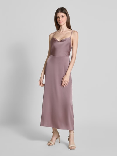 Vila Sukienka midi z satyny z lejącym dekoltem model ‘RAVENNA’ Fiołkoworóżowy 4