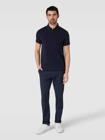 Tommy Hilfiger Koszulka polo o kroju slim fit z krótkim zamkiem błyskawicznym Ciemnoniebieski 1