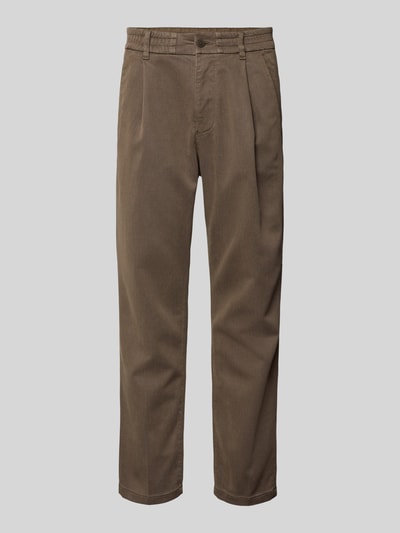 Drykorn Regular fit broek met bandplooien, model 'CHASY' Middenbruin - 1