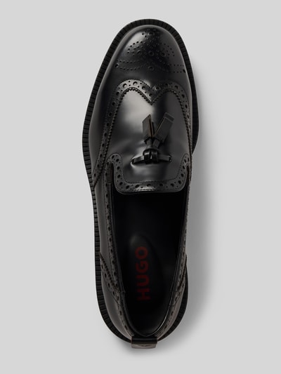 HUGO Loafer aus Leder mit Budapester Details Black 3