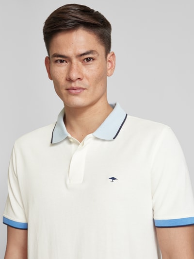 Fynch-Hatton Regular Fit Poloshirt mit Kontrastbesatz Offwhite Melange 3