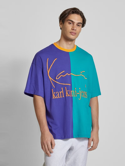 KARL KANI Oversized T-Shirt mit Label-Stitching Petrol 4