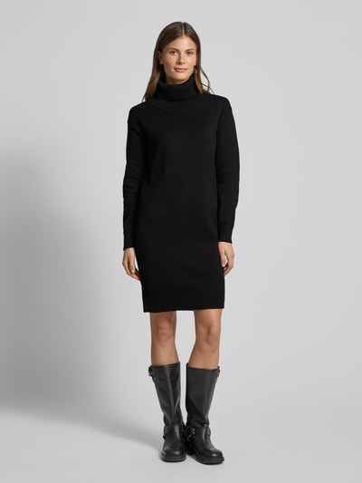 ZABAIONE Knielanges Kleid mit gerippten Abschlüssen Black 4