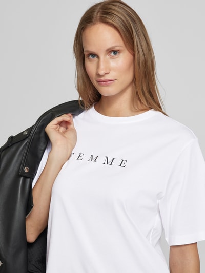 Selected Femme T-shirt met labelprint, model 'VILJA' Wit - 3