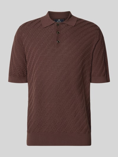 Produktfoto, Regular Fit Poloshirt aus reiner Baumwolle in Strick-Optik von Matinique, braun, Kurzarm, feine Struktur, Polokragen, dezente Musterung