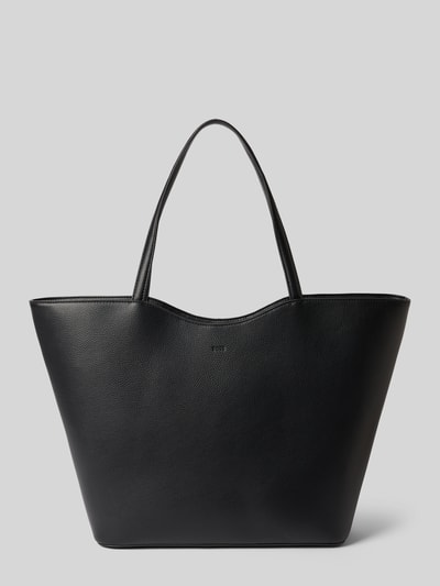 Produktfoto, Shopper mit Logo Detail von BOSS, schwarze unifarbene Tasche mit Reißverschluss, zwei Henkel, dezente Struktur, Innentaschen