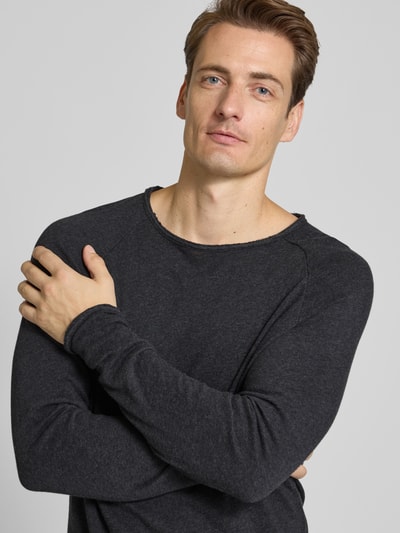 American Vintage Shirt met lange mouwen en ronde hals, model 'SONOMA' Antraciet - 3