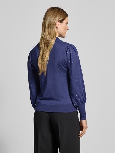 FREE/QUENT Strickpullover mit Ziersteinbesatz Modell 'DOTKA' Blau 5