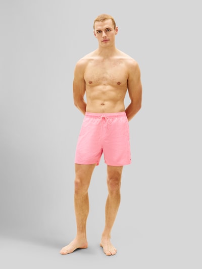 Tommy Hilfiger Regular Fit Badeshorts mit Logo-Stitching Rosa 1