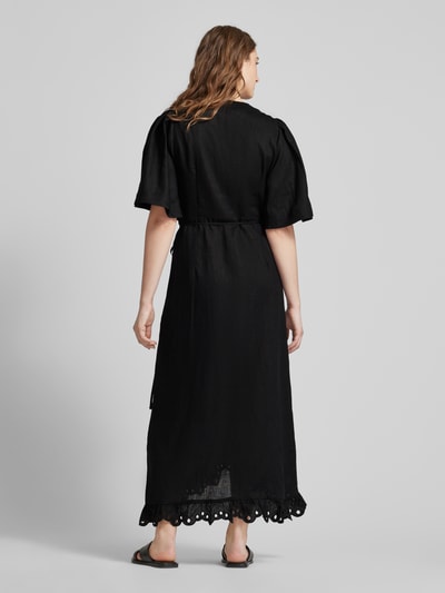 Copenhagen Muse Sukienka lniana z obszyciem koronką model ‘NATULI’ Czarny 5