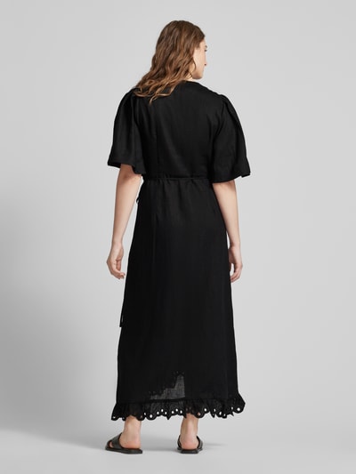 Copenhagen Muse Leinenkleid mit Spitzenbesatz Modell 'NATULI' Black 5