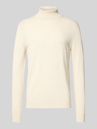 Christian Berg Men Sweter z mieszanki wełny merino z golfem Écru melanż 2