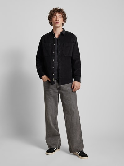 Only & Sons Relaxed fit vrijetijdsoverhemd met structuurmotief, model 'ALP' Zwart - 1