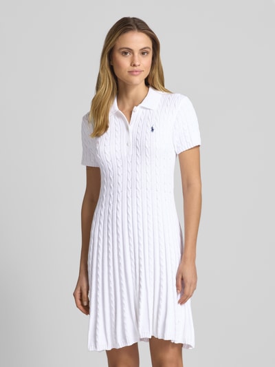 Polo Ralph Lauren Knielanges Kleid mit Zopfmuster Weiss 4