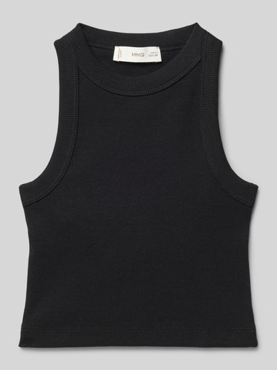 Mango Tanktop mit gerippten Abschlüssen Black 1