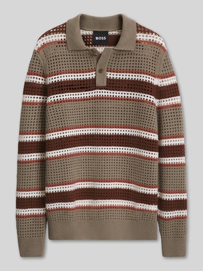 BOSS Pullover aus Schurwolle mit Polokragen Modell 'C-Fincenzo' Beige 2