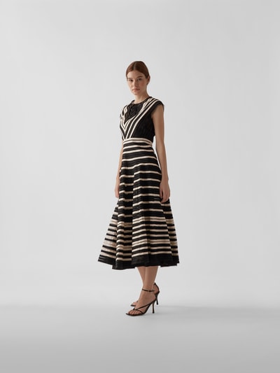 RED Valentino Maxikleid mit Streifenmuster Schwarz 4
