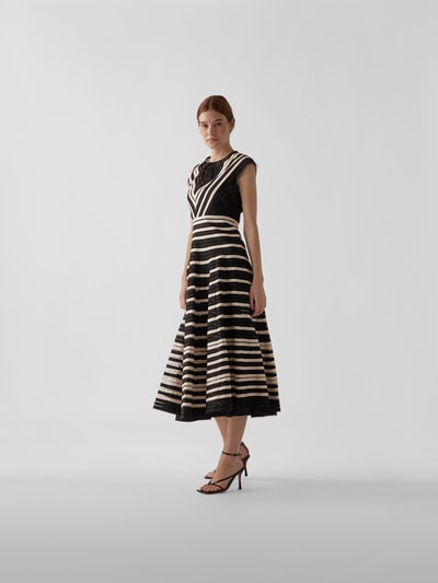 RED Valentino Maxikleid mit Streifenmuster Black 4