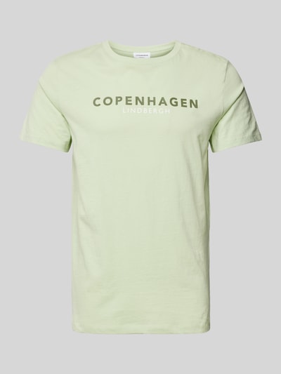 Lindbergh T-shirt met labelprint, model 'Copenhagen' Mintgroen - 2